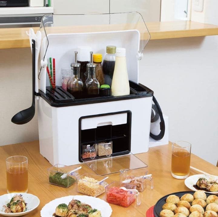 大容量キッチン収納ボックス 21.5 × 49 × 44 cmホワイト×ブラック