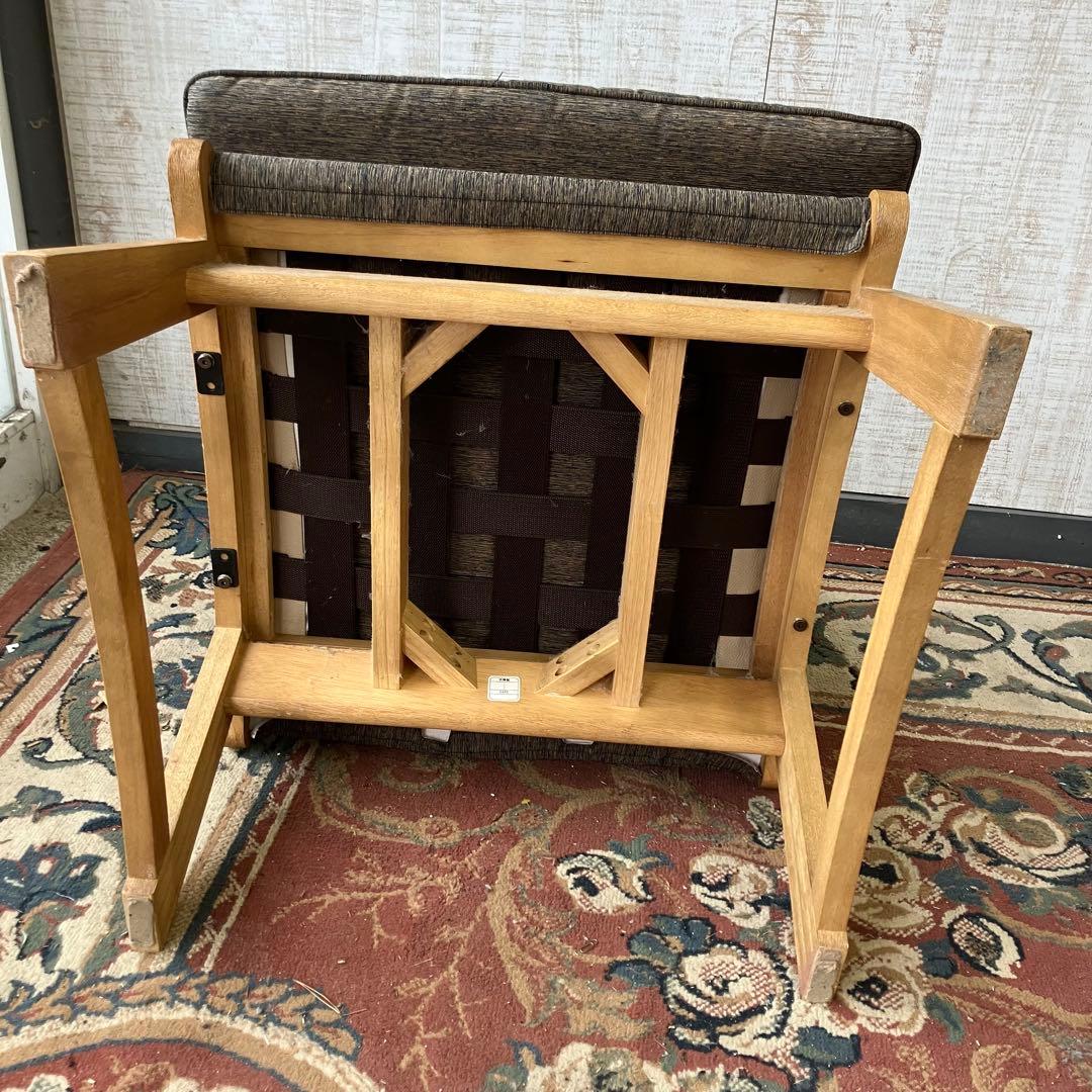 ② 北欧レトロ ミキモク 雅 木製フレーム アームレスチェア 一人掛けソファー