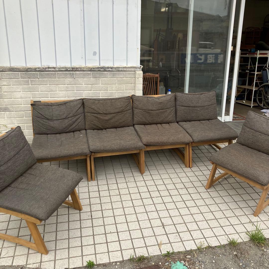 ② 北欧レトロ ミキモク 雅 木製フレーム アームレスチェア 一人掛けソファー