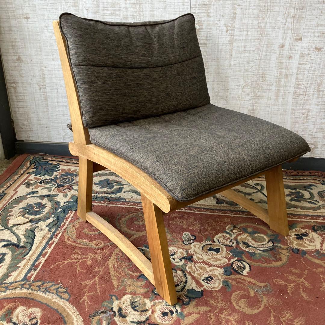 ② 北欧レトロ ミキモク 雅 木製フレーム アームレスチェア 一人掛けソファー