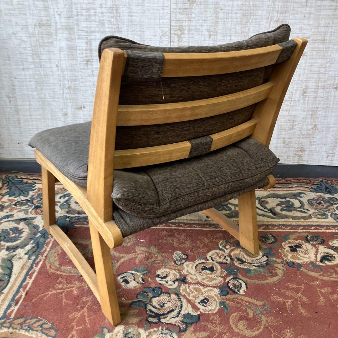 ② 北欧レトロ ミキモク 雅 木製フレーム アームレスチェア 一人掛けソファー