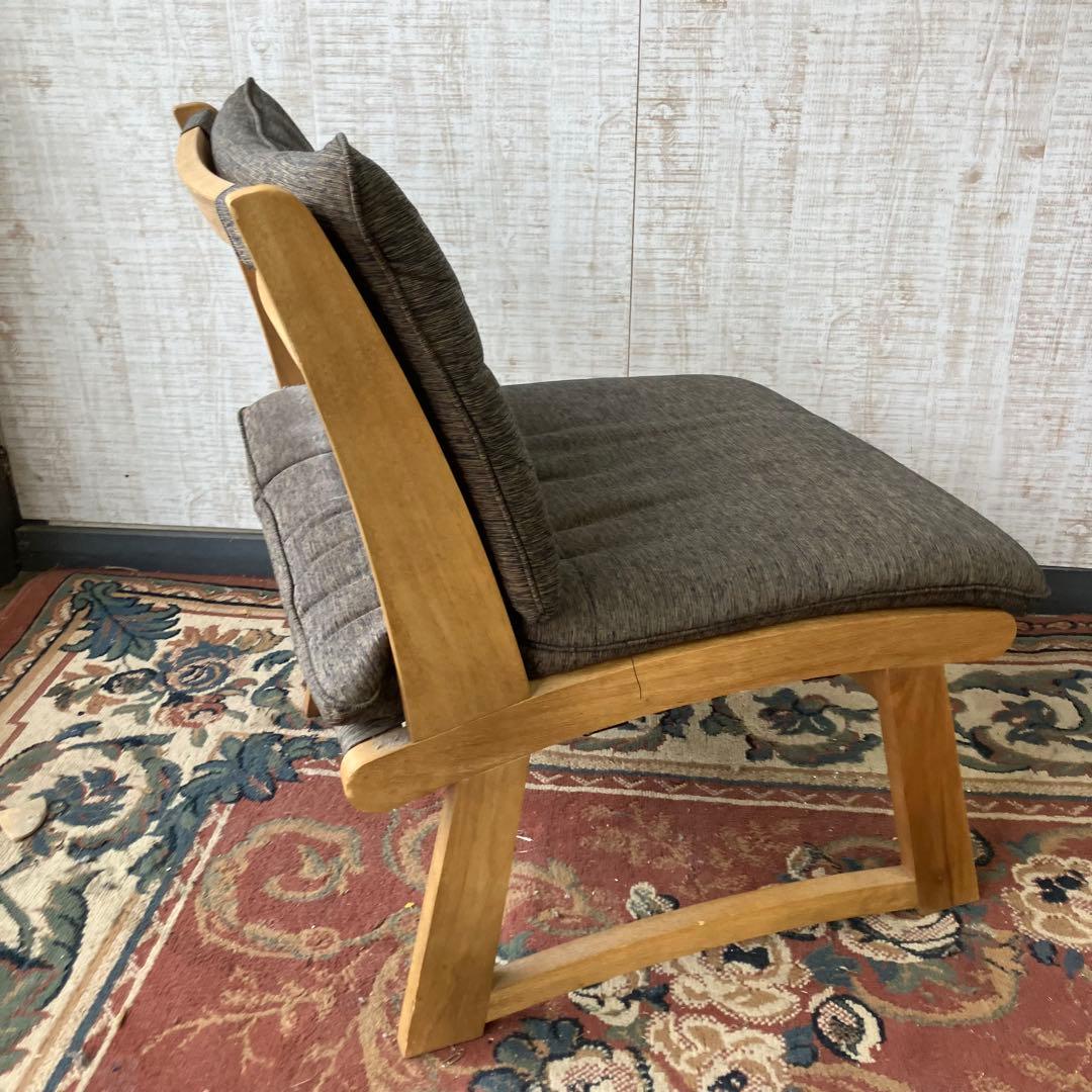 ② 北欧レトロ ミキモク 雅 木製フレーム アームレスチェア 一人掛けソファー