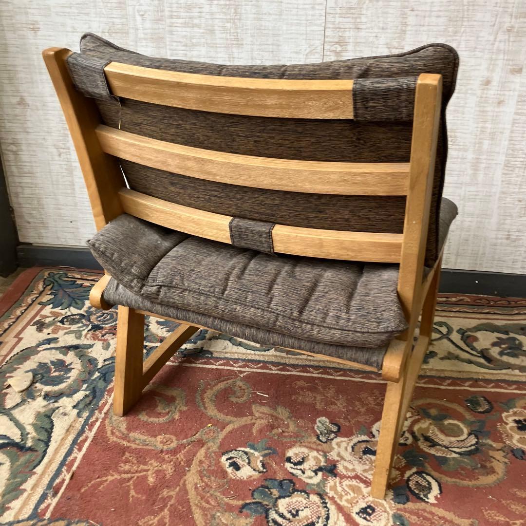 ② 北欧レトロ ミキモク 雅 木製フレーム アームレスチェア 一人掛けソファー