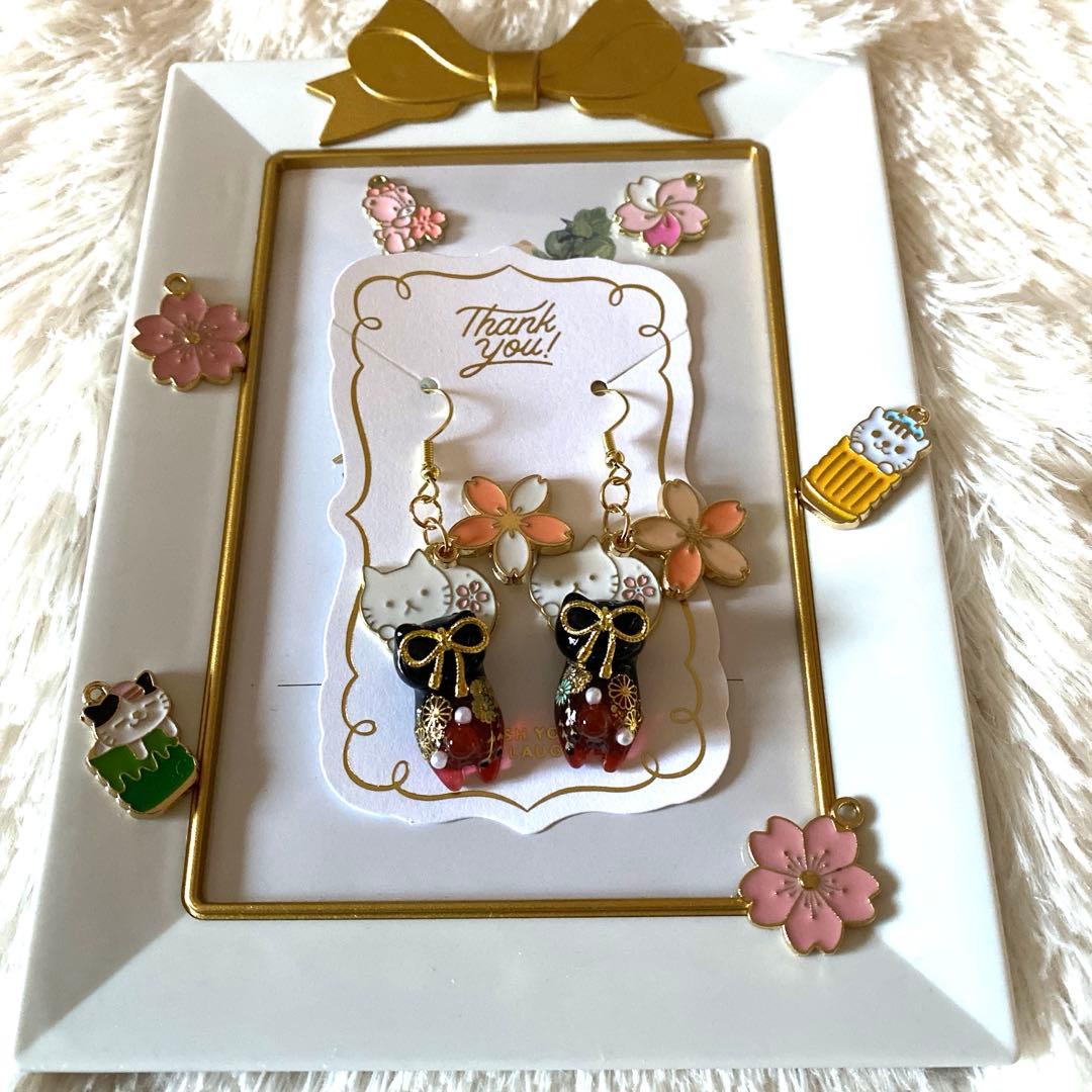 ☆お正月猫ちゃんピアス☆C