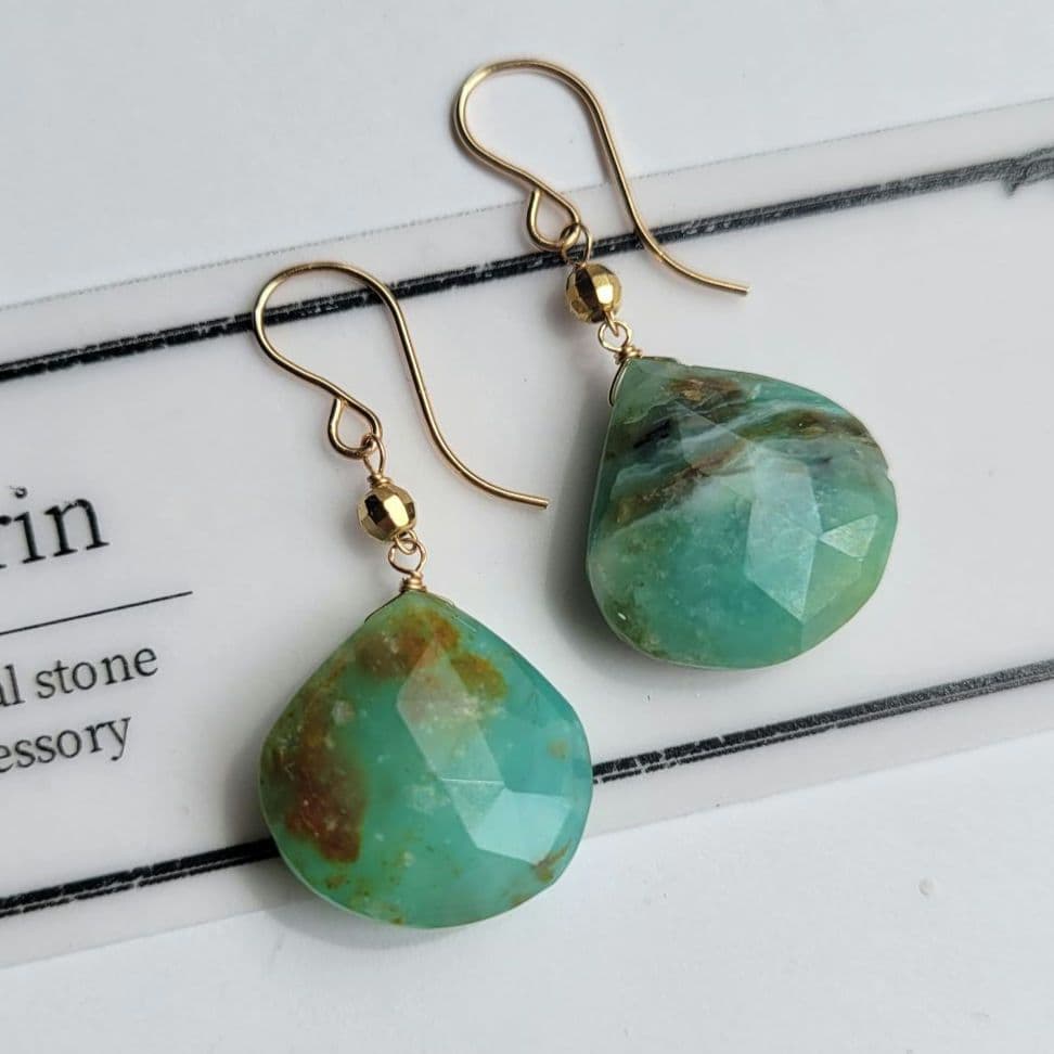 希少 大粒ペルーブルーオパール シンプルピアス