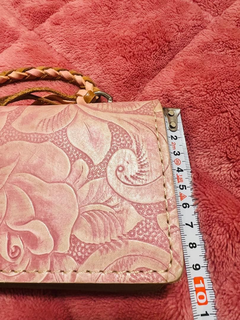 アルズニ　花柄本革長財布 ピンク