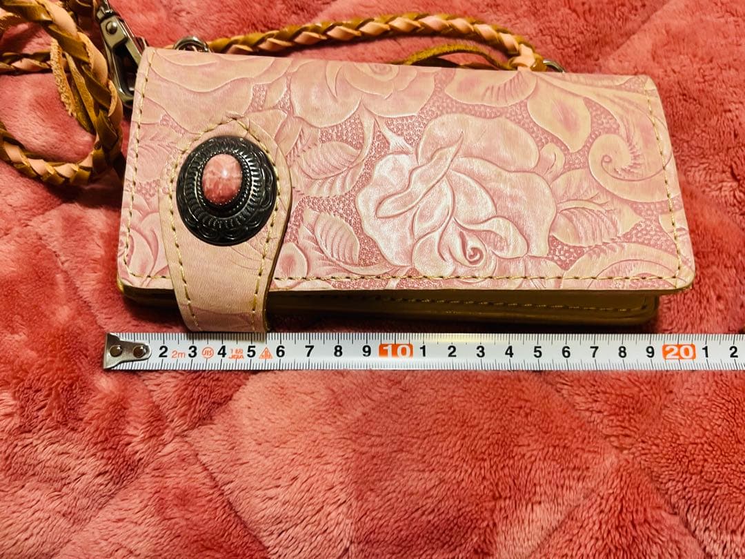 アルズニ　花柄本革長財布 ピンク