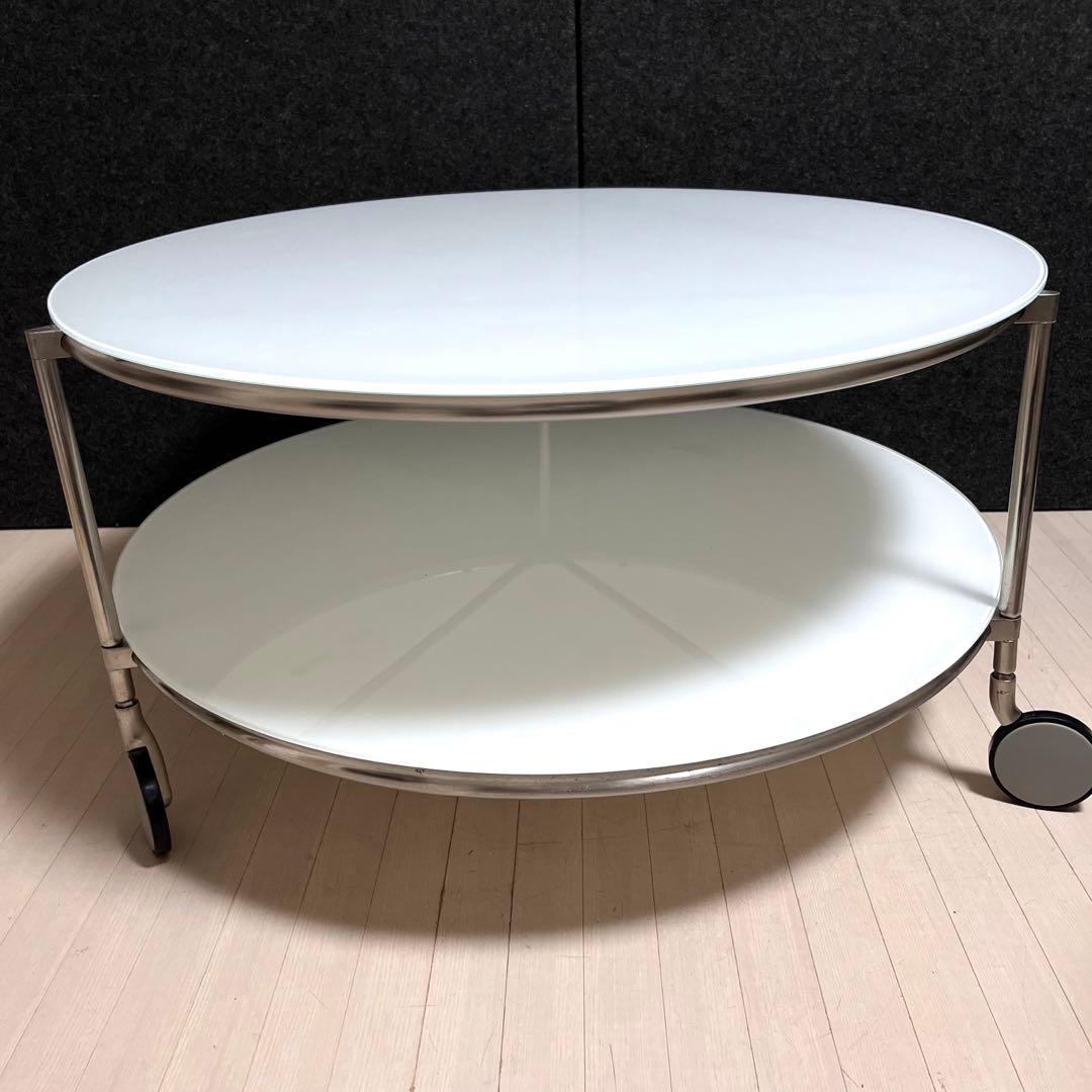 イケア　STRIND ストリンド　ガラステーブル　円形テーブル　ローテーブル