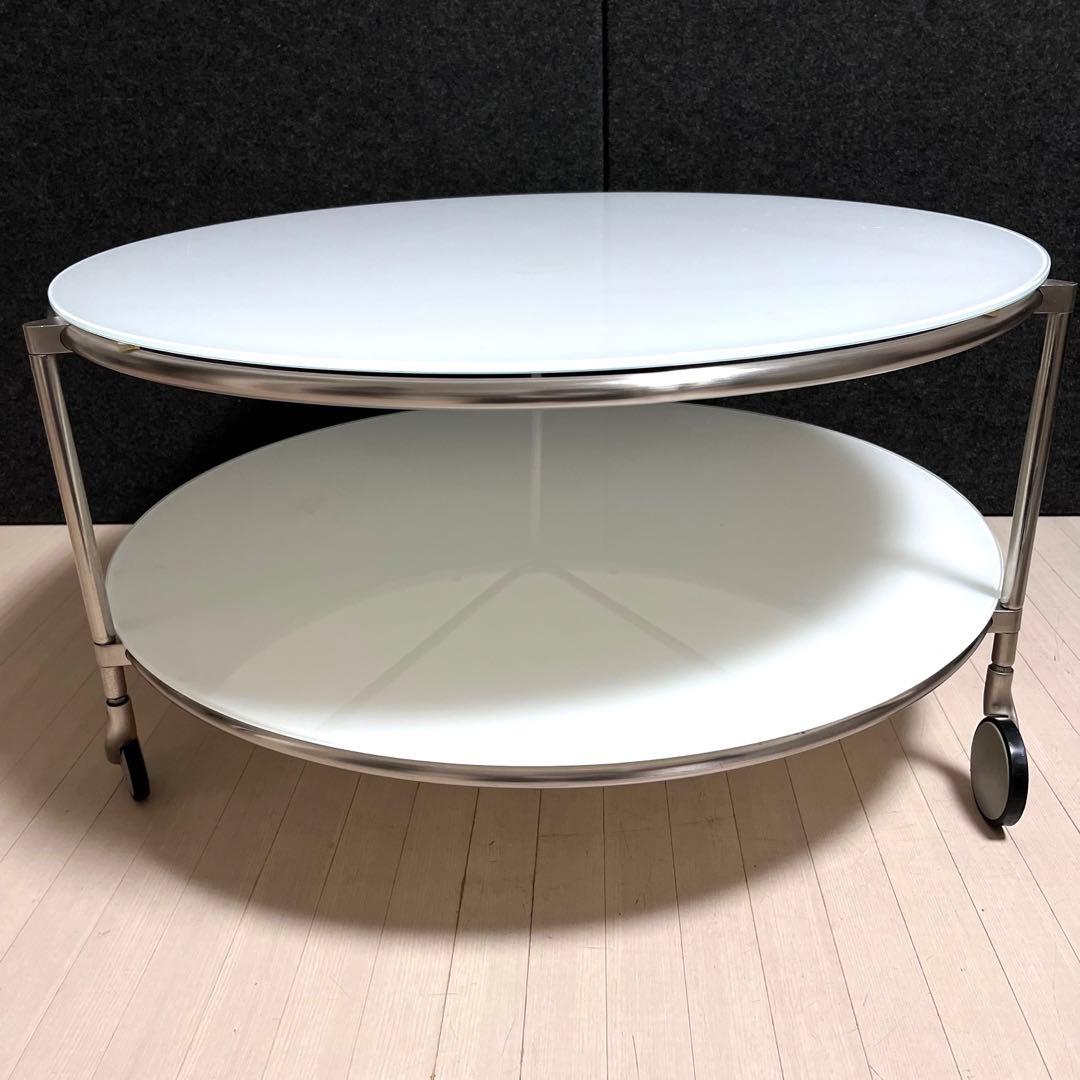 イケア　STRIND ストリンド　ガラステーブル　円形テーブル　ローテーブル