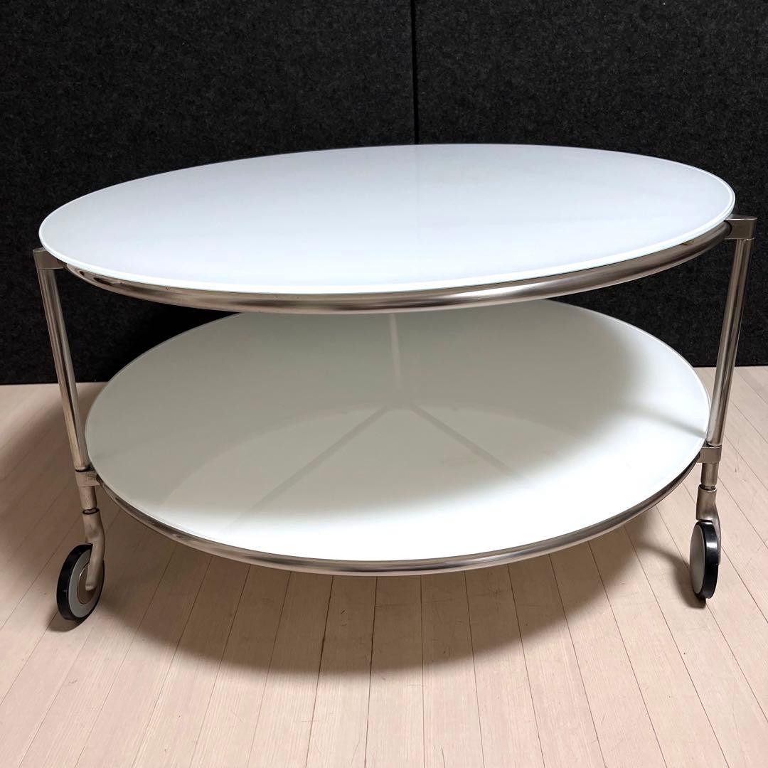 イケア　STRIND ストリンド　ガラステーブル　円形テーブル　ローテーブル