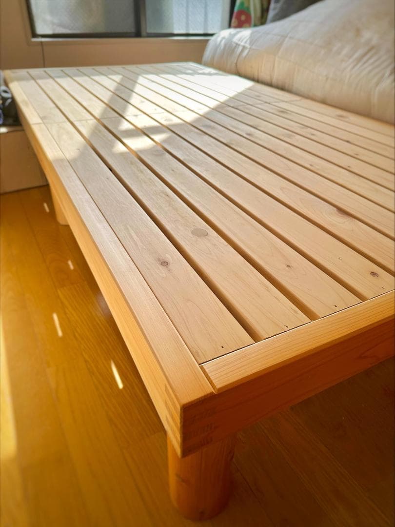 国産天然 ひのきベッド　シングル　檜すのこベッド　ロータイプ