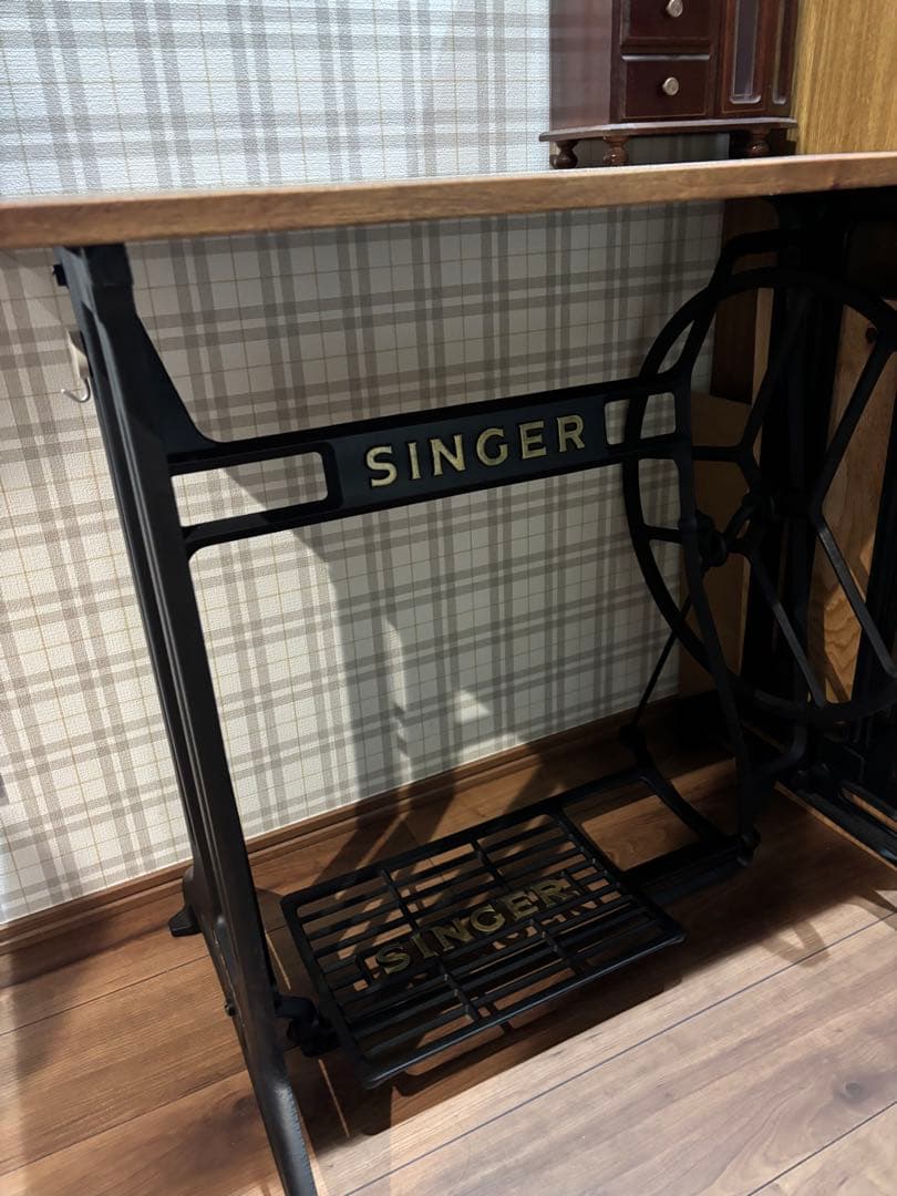 アンティーク　ミシン脚　デスク　シンガー