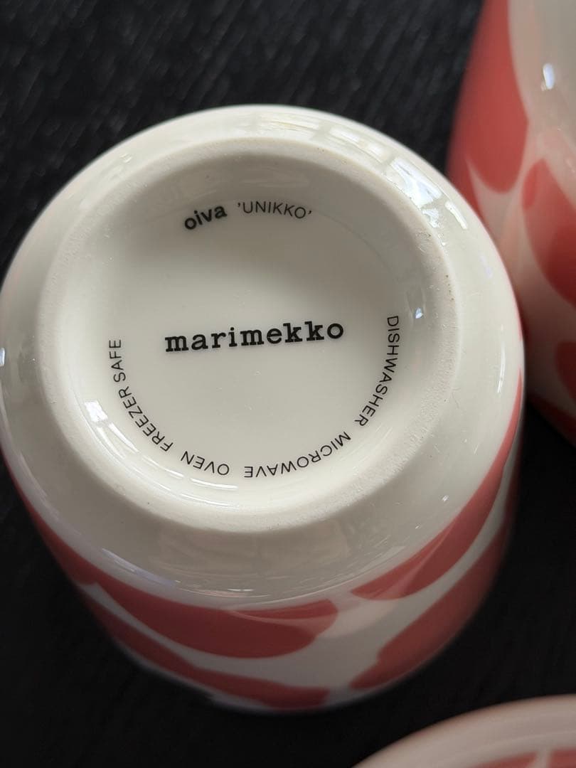 マリメッコ　ウニッコ　ピンクxブラウン　500mlボウル・13.5cm・ラテマグ