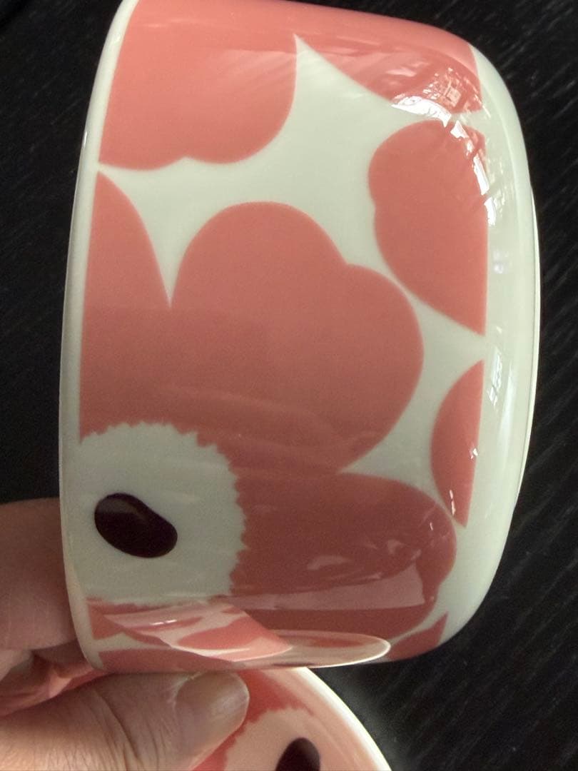 マリメッコ　ウニッコ　ピンクxブラウン　500mlボウル・13.5cm・ラテマグ