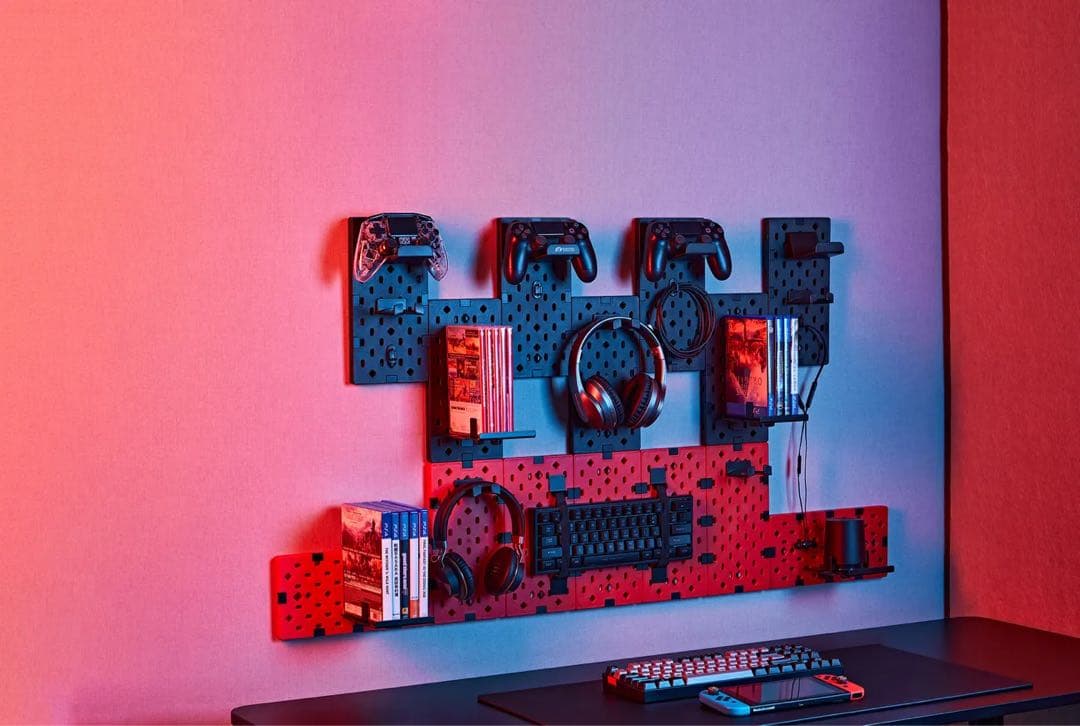 ペグボード14個 ブラック&レッド