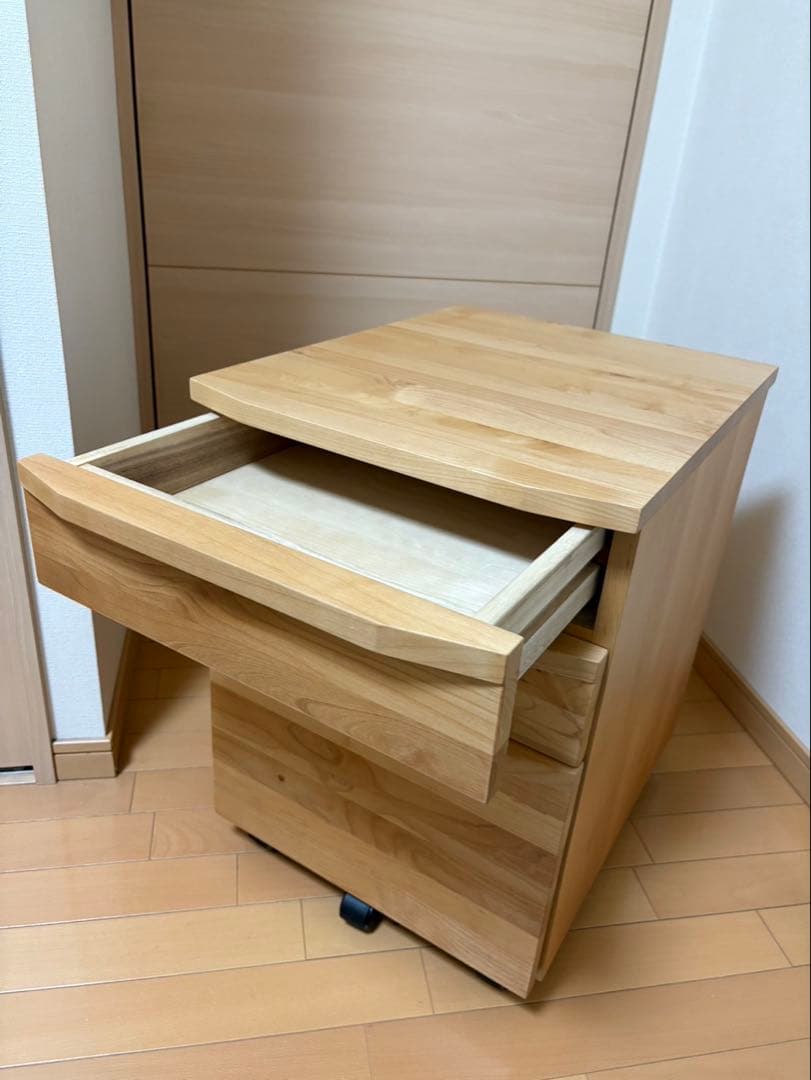 【フジ】アクタス　ナチュラルウッド 3段チェスト キャスター付き