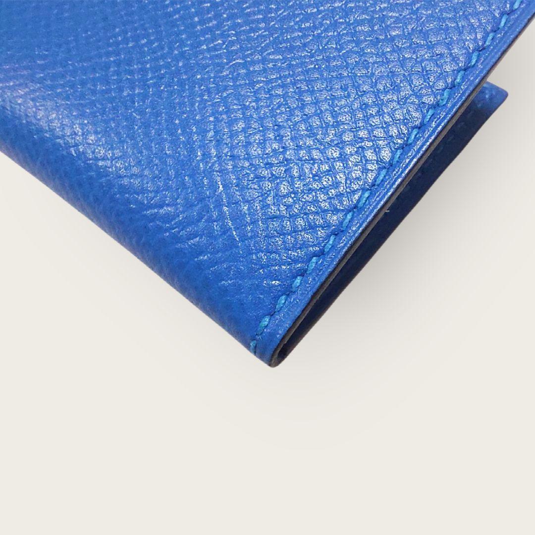 【未使用】エルメス　ミニフォトケース 写真入れ 写真ケース ブルー系 レザー