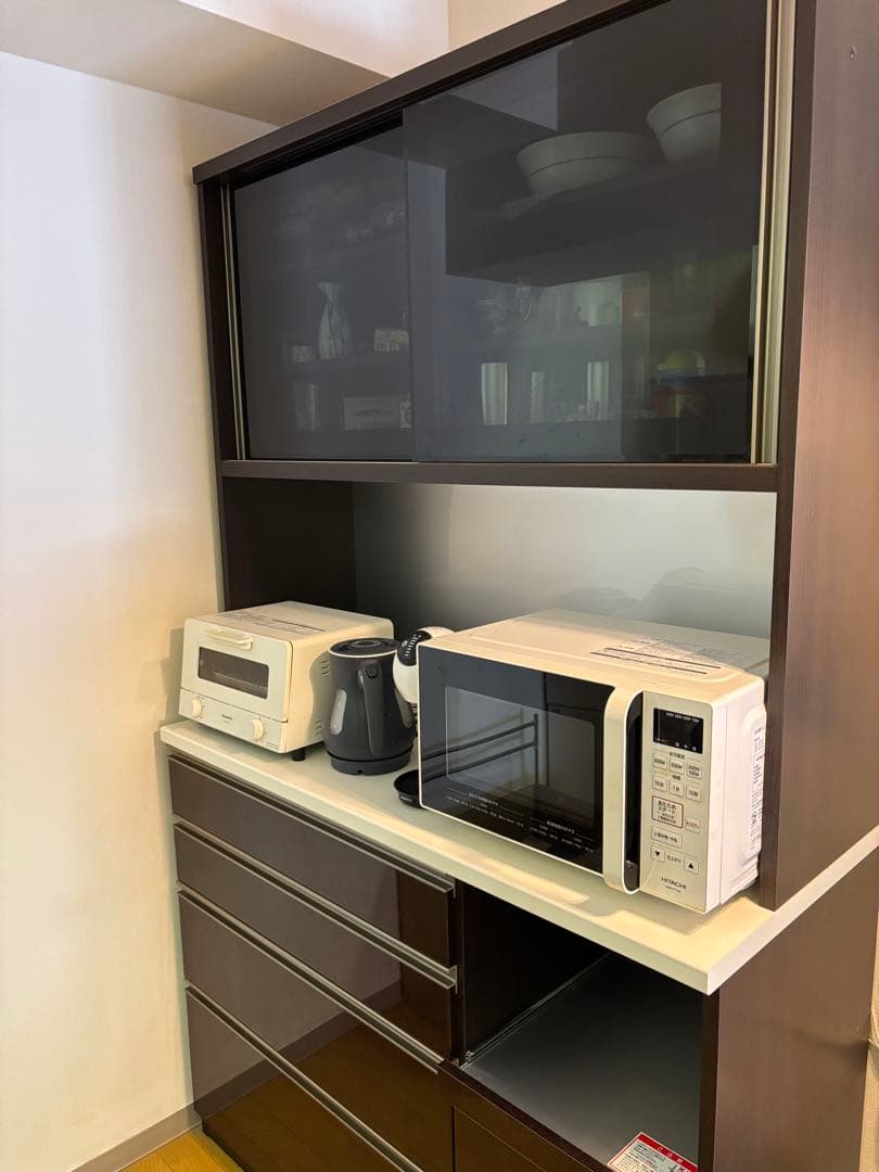 カップボード 食器棚 幅120 プレファ 高橋木工所　ブラウン 日本製