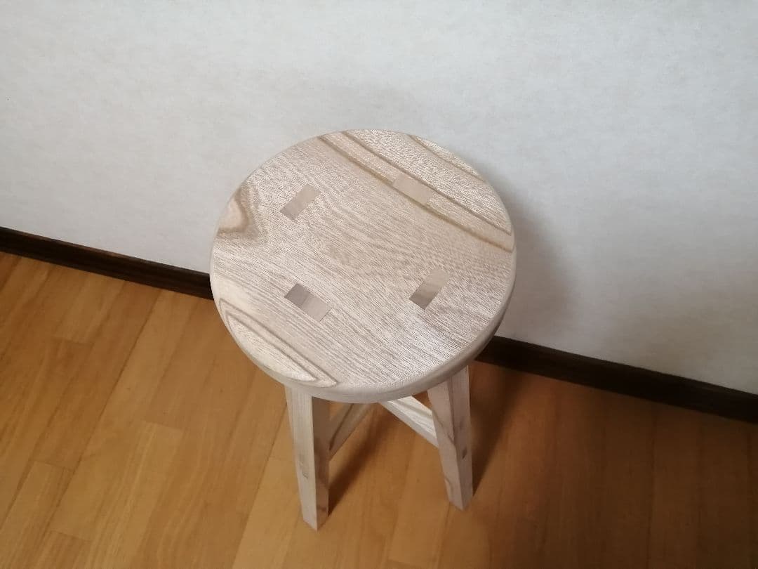 欅材スツール　高さ45cm　丸椅子　stool 　花瓶台
