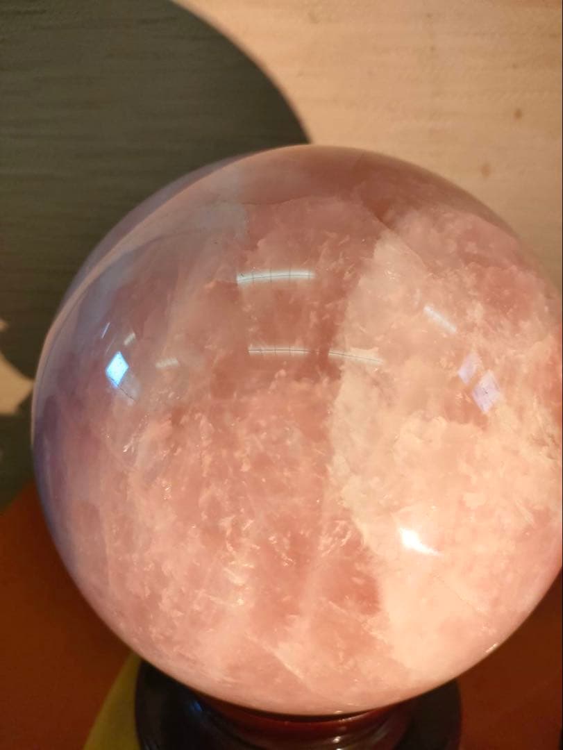 天然石 ルージュジェイド ルージュ翡翠 大玉置物台付 直径18㎝ 9kg 縁起物