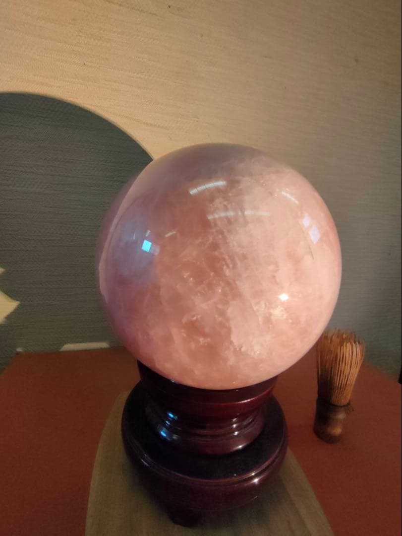 天然石 ルージュジェイド ルージュ翡翠 大玉置物台付 直径18㎝ 9kg 縁起物