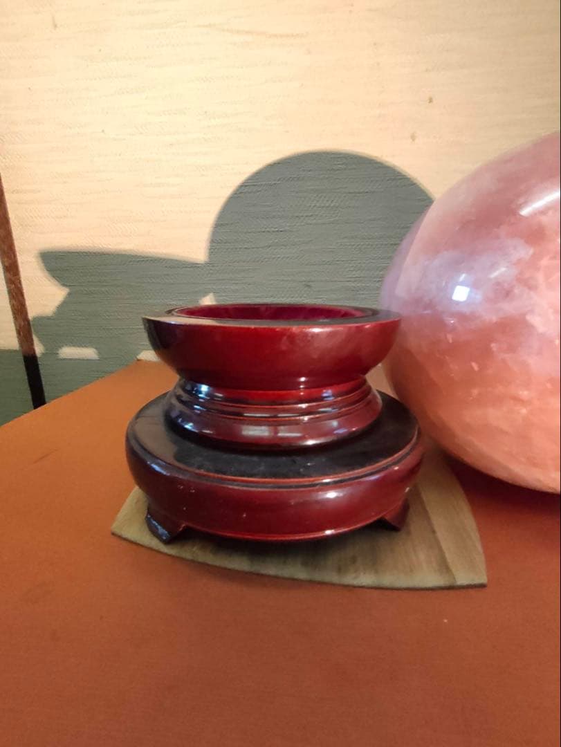 天然石 ルージュジェイド ルージュ翡翠 大玉置物台付 直径18㎝ 9kg 縁起物