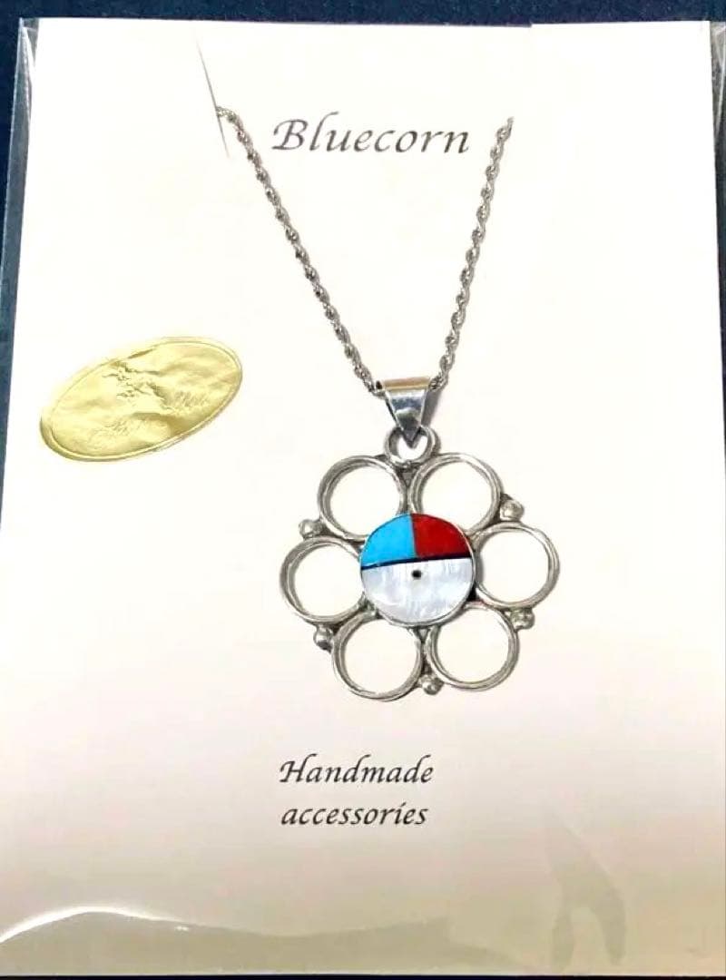 ズニ族 サンフェイス シルバー　45㌢シルバーチェーン付　ハンドメイド　希少