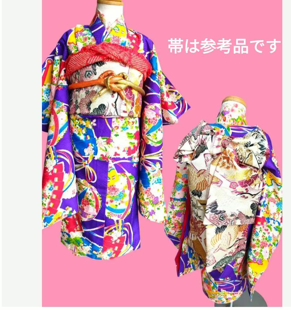 アンティーク紫に百花繚乱着物単品