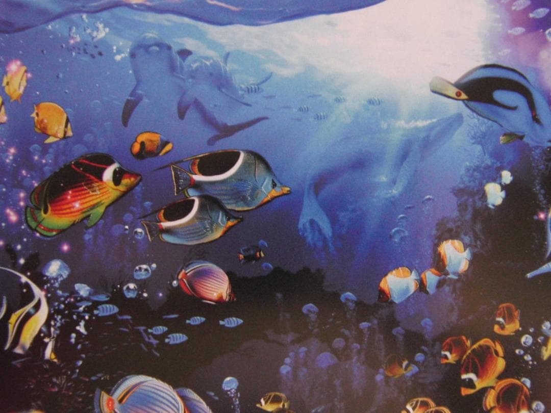 クリスチャン・ラッセン、【ナイトフォール】、希少な額装用画集より