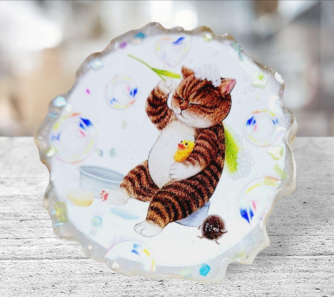 NO.671❤お風呂 猫❤レジンへアゴム ブローチ