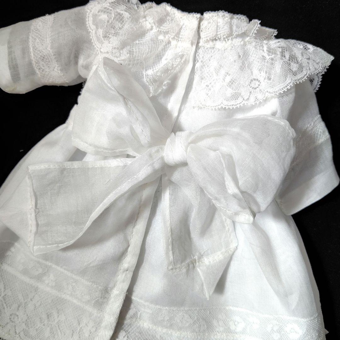 最終価格ホワイトのアンティークドールドレスとボネのセット