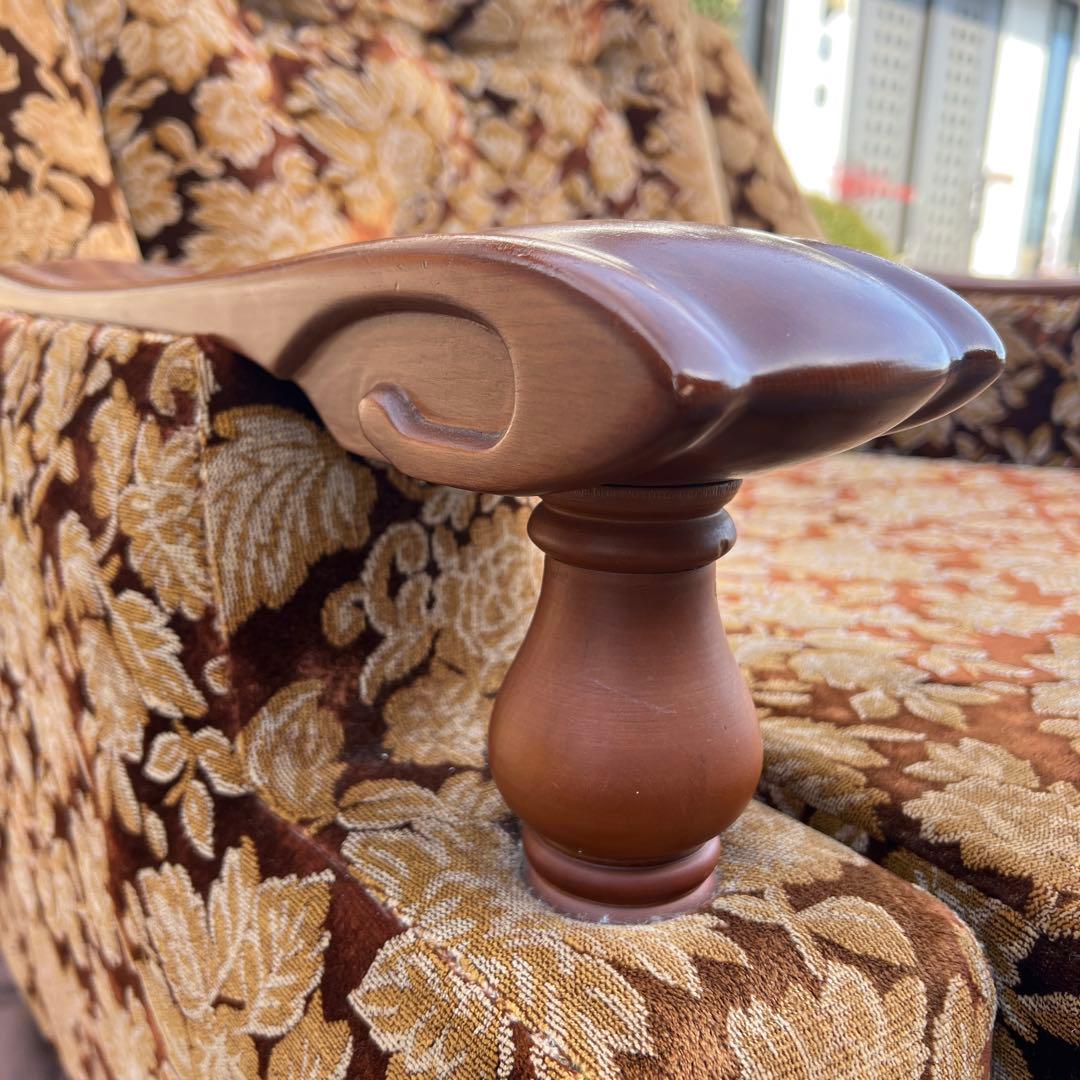 昭和レトロ ベロア ソファ 1人掛け 花柄 ヴィンテージ vintage 古家具