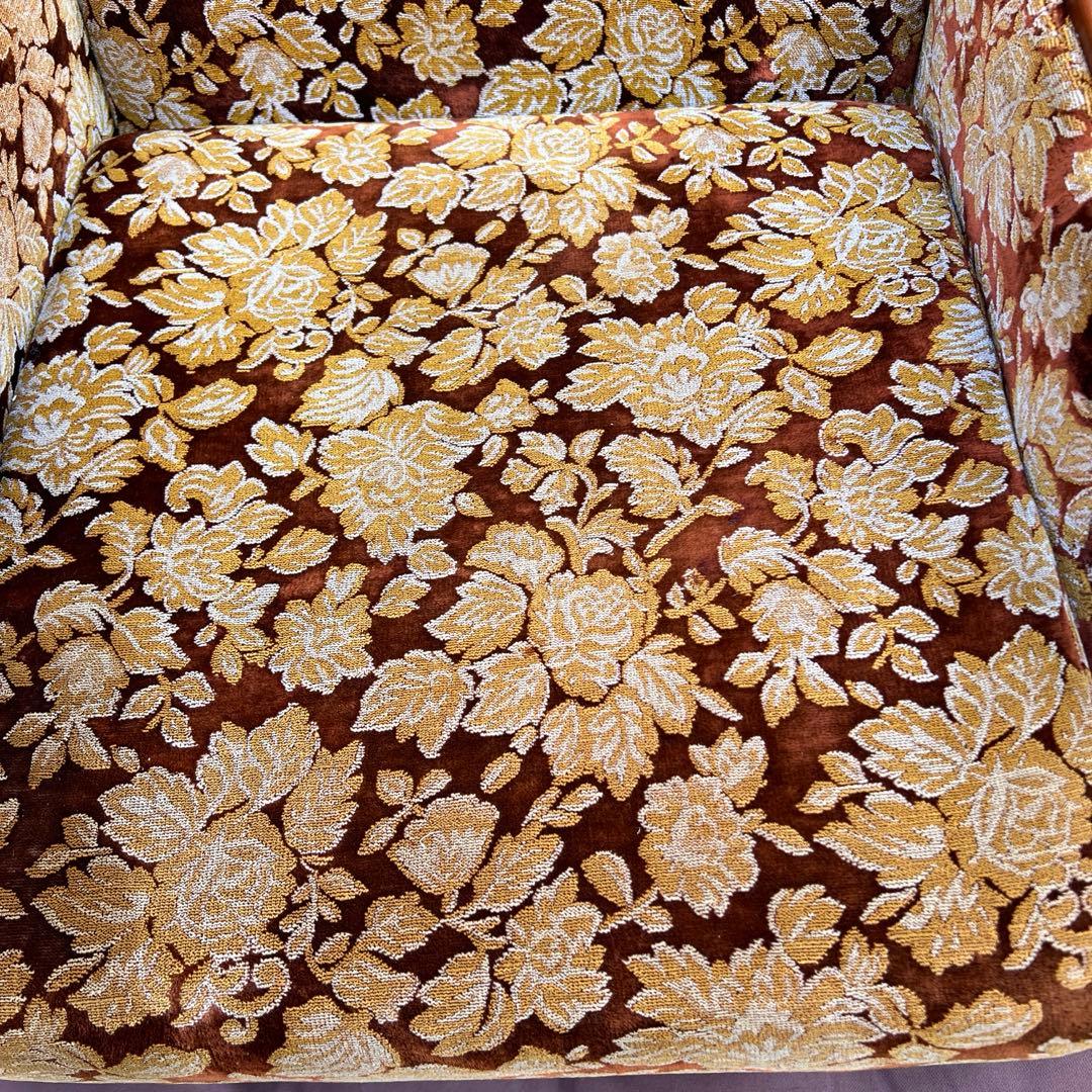 昭和レトロ ベロア ソファ 1人掛け 花柄 ヴィンテージ vintage 古家具