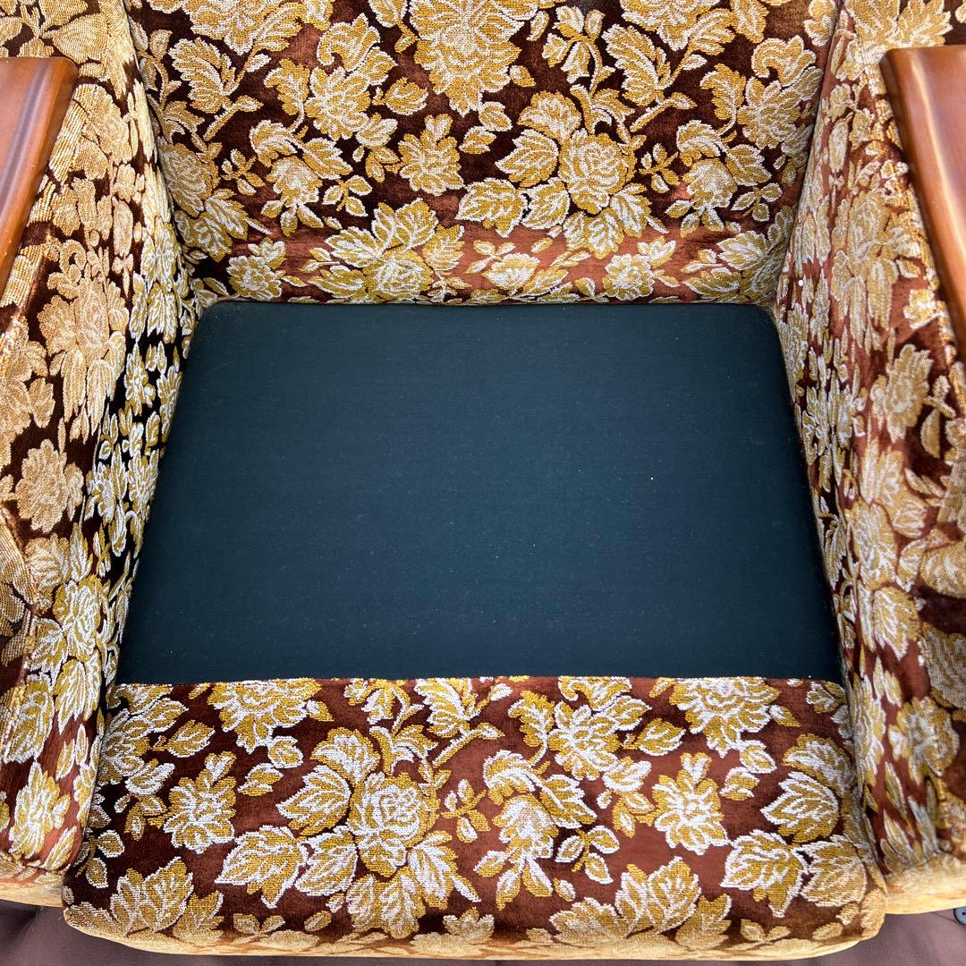 昭和レトロ ベロア ソファ 1人掛け 花柄 ヴィンテージ vintage 古家具