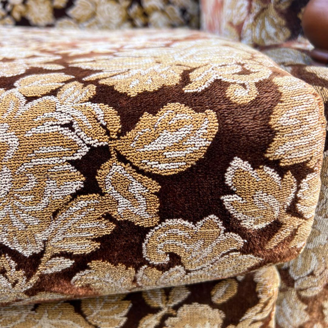 昭和レトロ ベロア ソファ 1人掛け 花柄 ヴィンテージ vintage 古家具