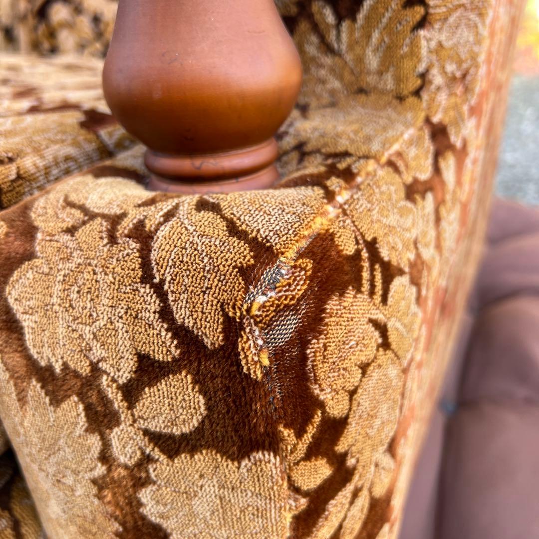 昭和レトロ ベロア ソファ 1人掛け 花柄 ヴィンテージ vintage 古家具