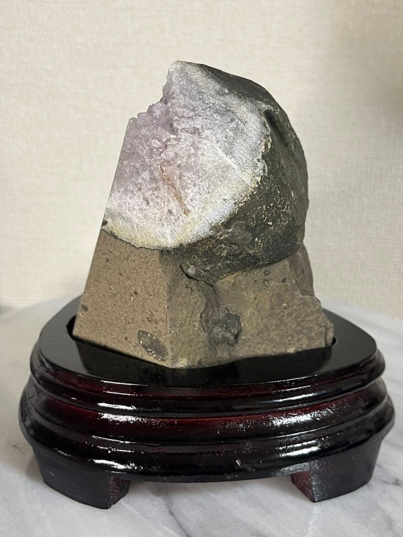 【天然石】③アメジストドーム　紫水晶 ラベンダー ジオード　原石　置物 台座付き
