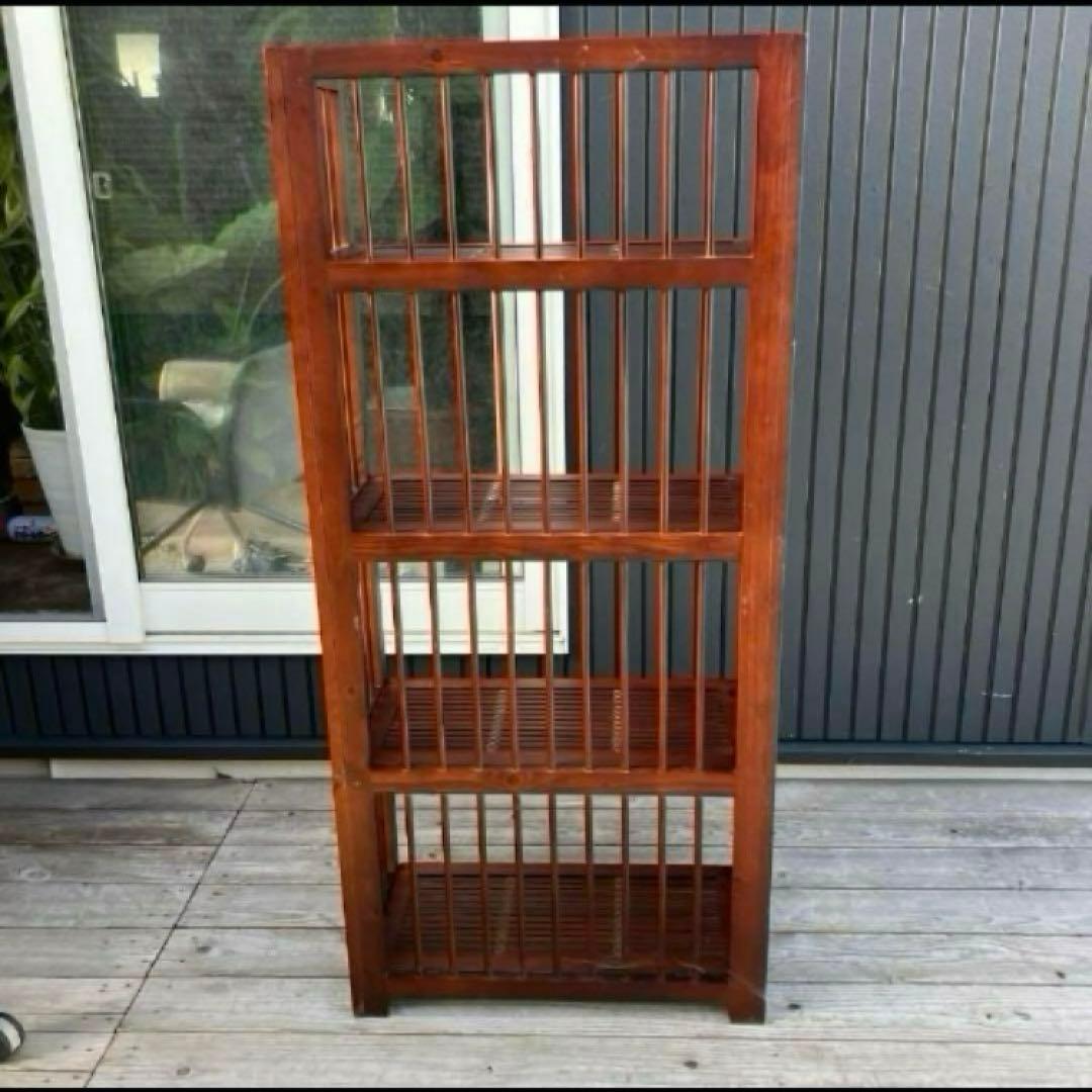 昭和レトロ 木製フレーム 4段折りたたみラック 飾り棚 花台 レトロ プランター