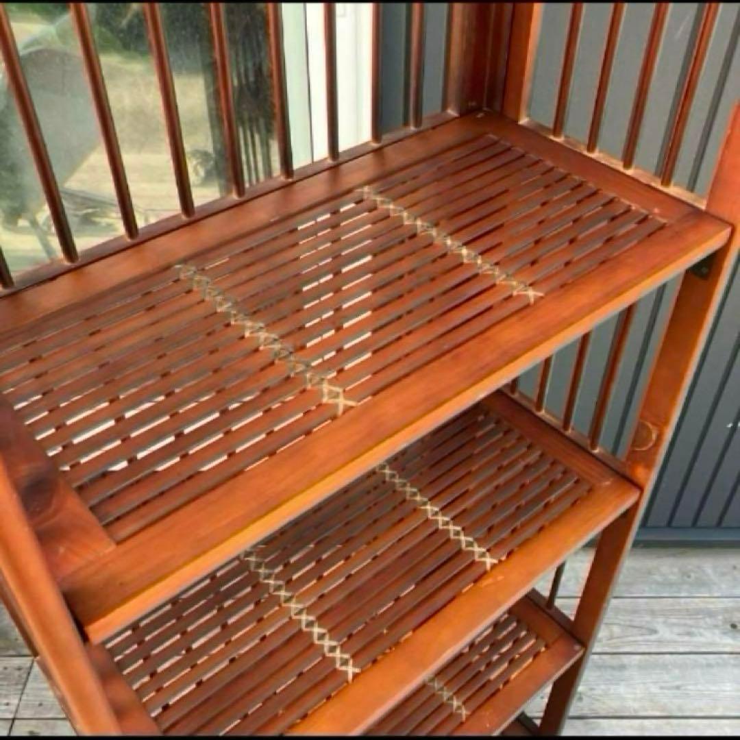 昭和レトロ 木製フレーム 4段折りたたみラック 飾り棚 花台 レトロ プランター