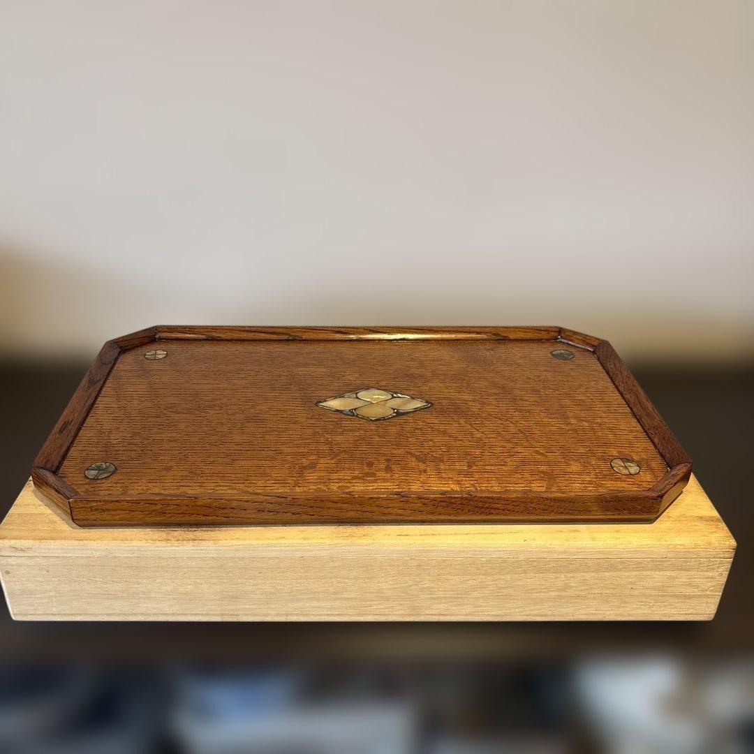 小島雄四郎　螺鈿　楢　小盆　民芸　角切盆　木箱入　黒田辰秋