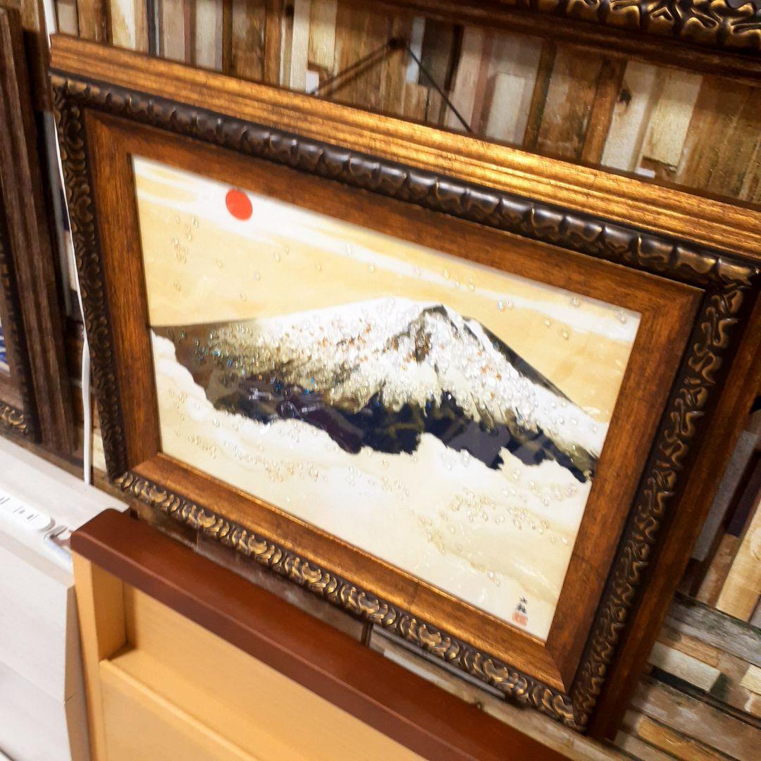 輸入雑貨　天然石　日本名画　『横山大観 霊峰不二』　水晶絵　クリスタルアート