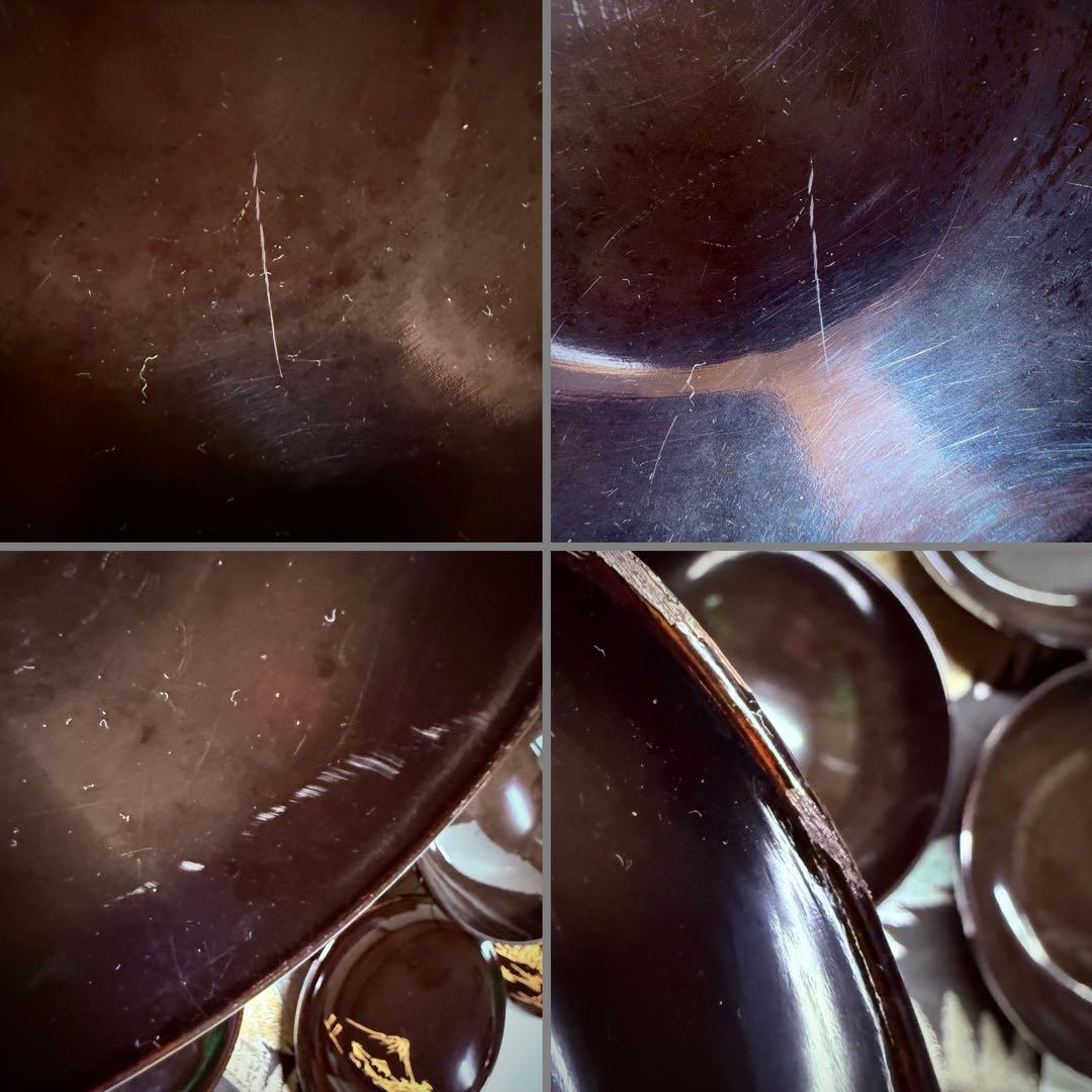 漆器　輪島塗　蒔絵金彩細工　松鶴絵　木製　蓋付椀　お煮物椀　吸物椀　10客　共箱