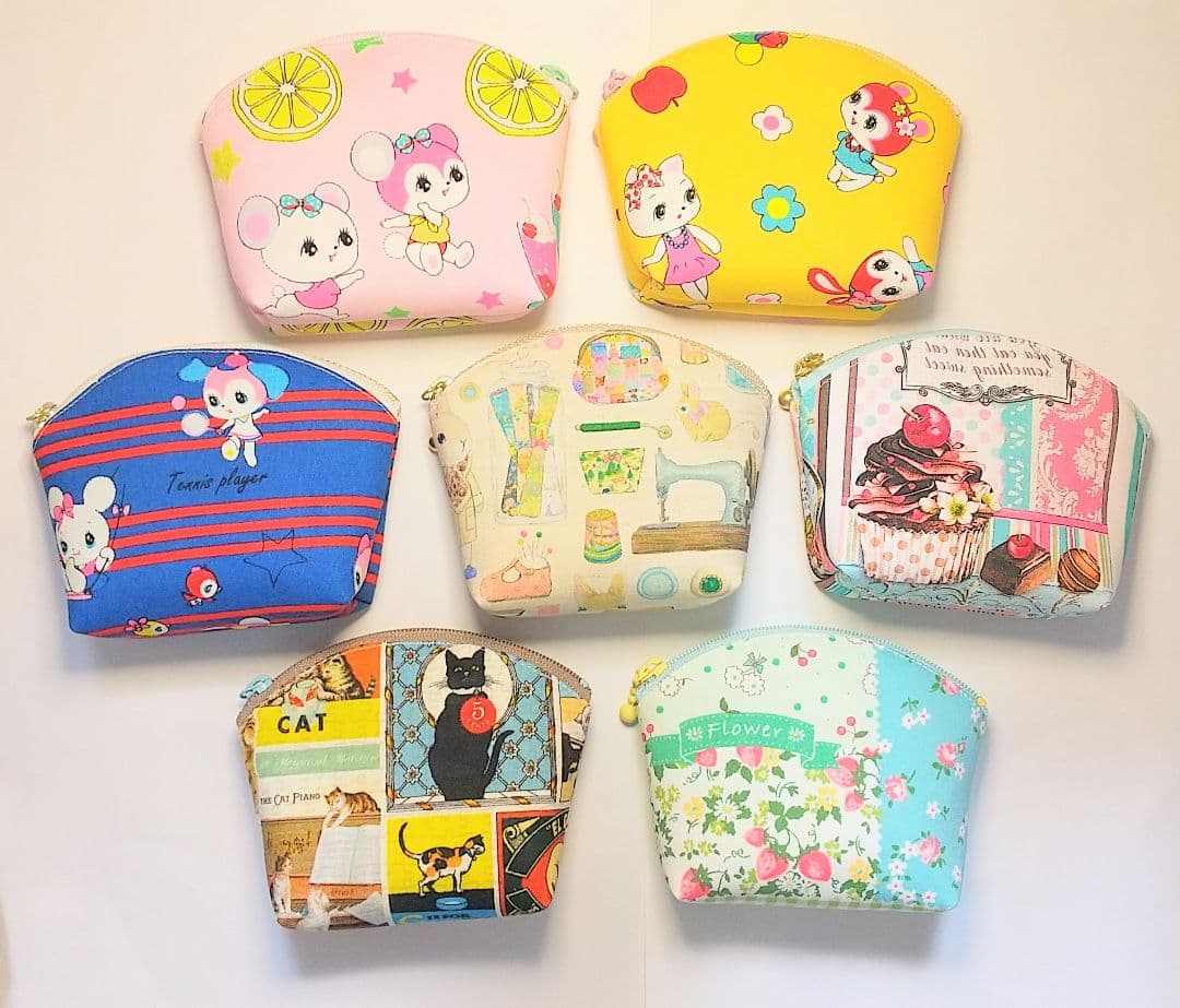 作品例★ハンドメイド ポーチ ハニーチューン レトロ アニマル うさぎ ピンク