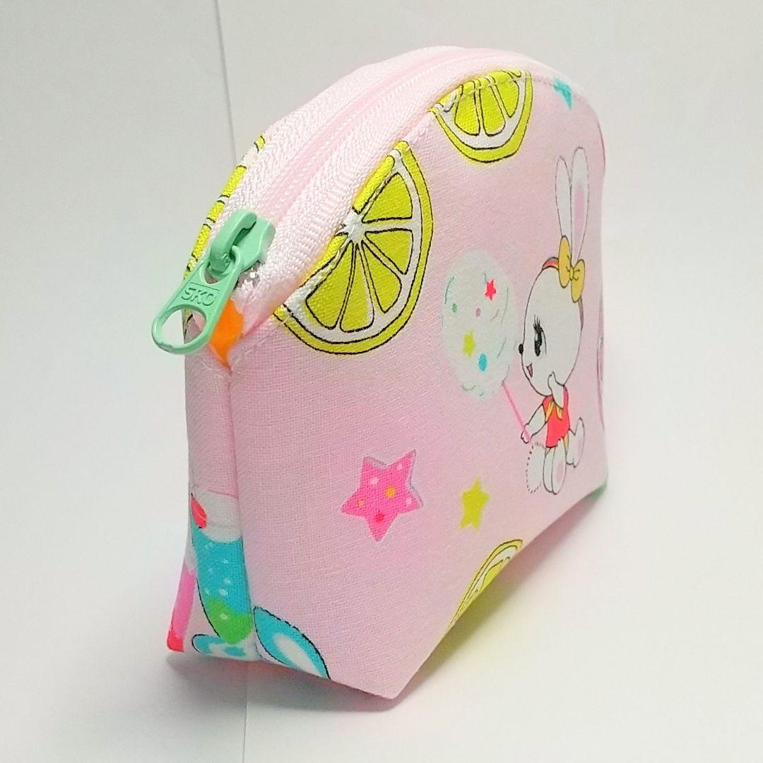 作品例★ハンドメイド ポーチ ハニーチューン レトロ アニマル うさぎ ピンク