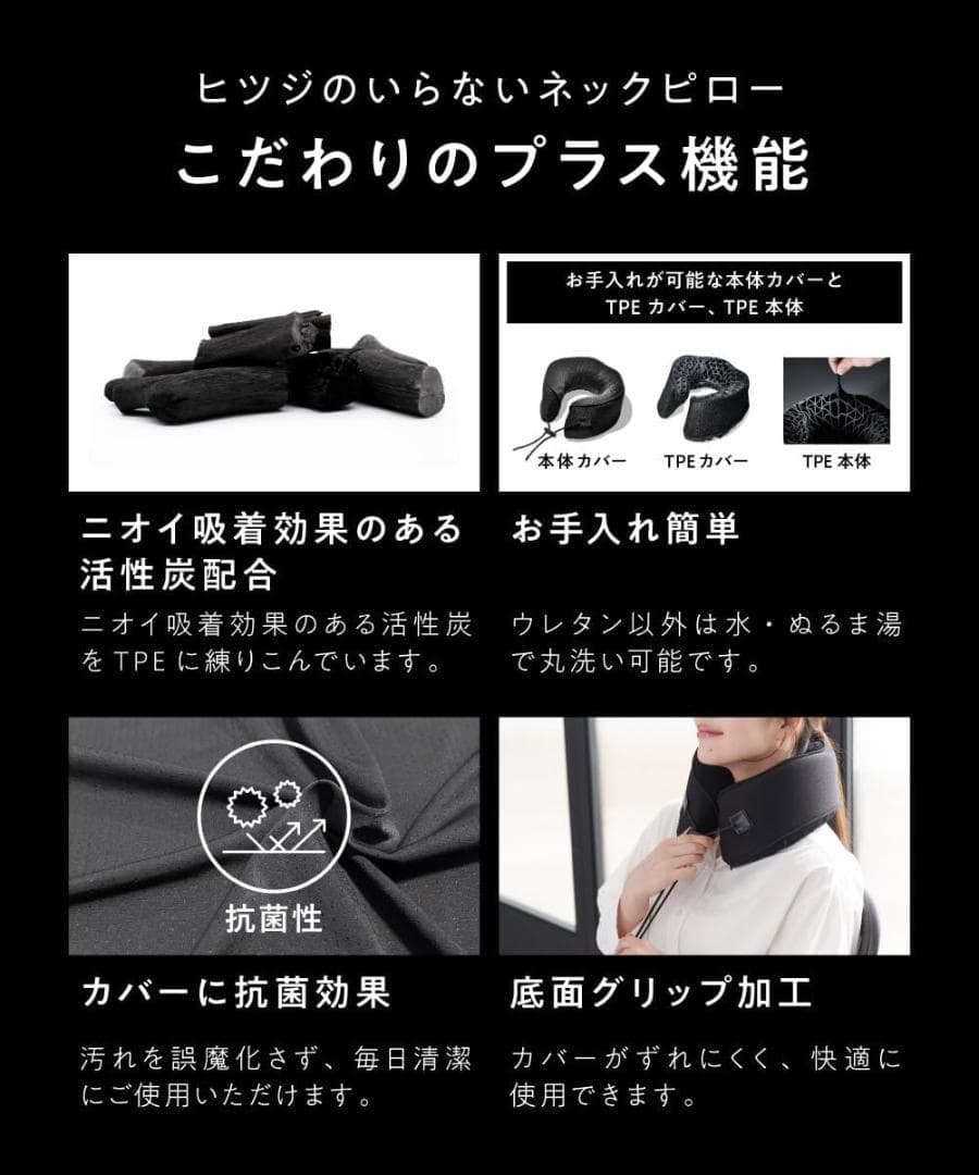 ヒツジのいらないネックピロー ブラック