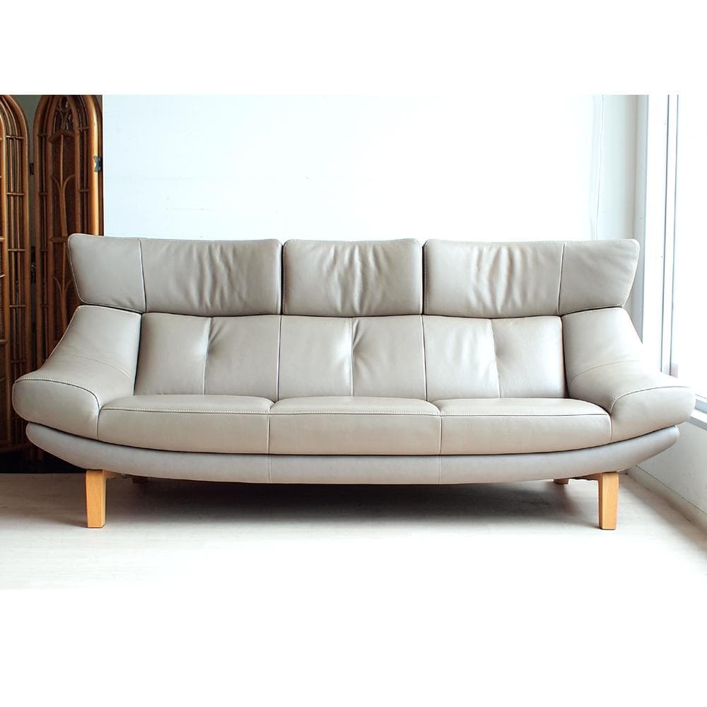 美品 カリモク ZU46 本革 3人掛ソファ 定価39.9万 ZR24074