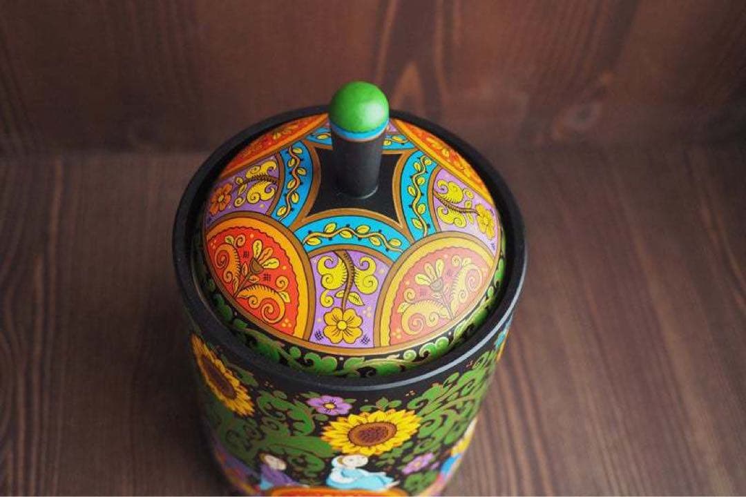 ロシア雑貨☆ヒマワリBOX 小物入れオリガ作 向日葵マトリョーシカ