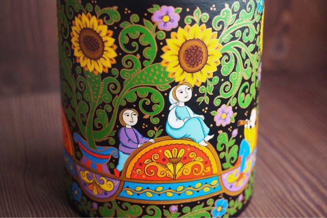 ロシア雑貨☆ヒマワリBOX 小物入れオリガ作 向日葵マトリョーシカ