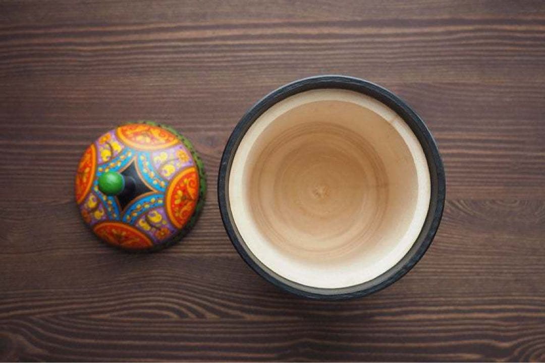 ロシア雑貨☆ヒマワリBOX 小物入れオリガ作 向日葵マトリョーシカ