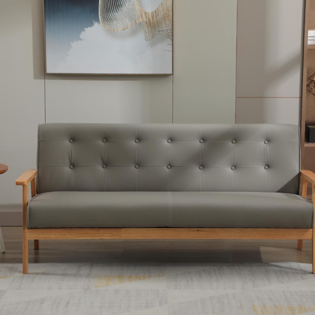 【新品】2人掛けソファ ダークブラウンPVCレザー 高級感